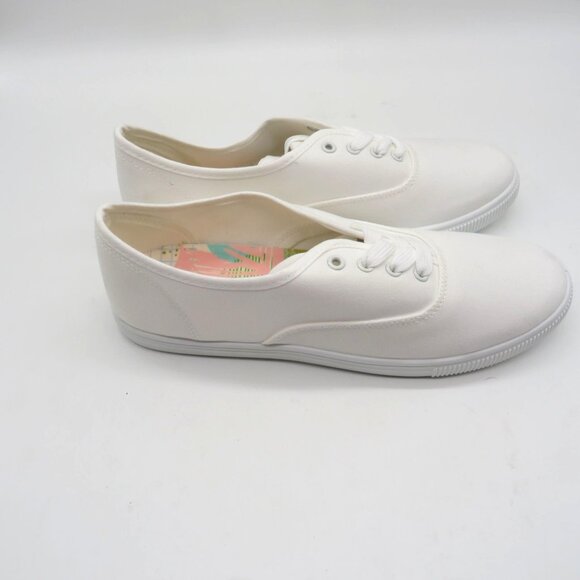 White Canvas Lace-Up Shoes Womens Size 8 Casual Sneakers Lightweight New - Picture 8 of 8